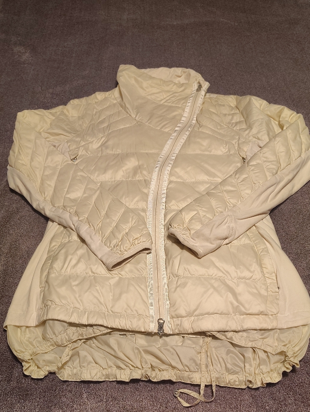 lululemon athletica Cream Quilted Puffer Jacket with Asymmetrical Zip